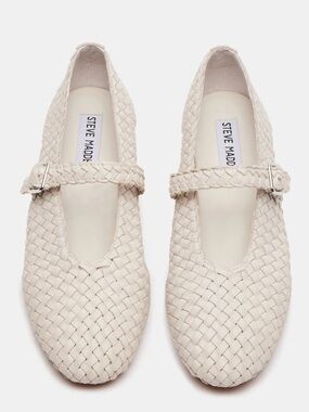 Steve Madden Cream Woven Mary Jane Flats